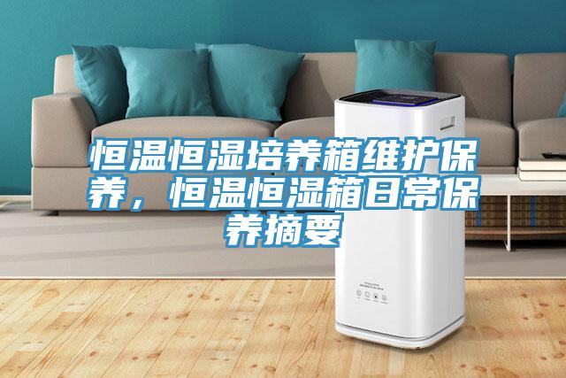 恒溫恒濕培養箱維護保養，恒溫恒濕箱日常保養摘要